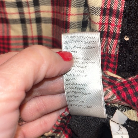 BlankNYC ladies western wear snap down plaid front /sequined back top size sm - Picture 8 of 16
